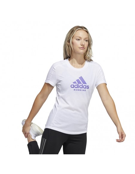 Adidas brand short-sleeved running t-shirt for women. General view.