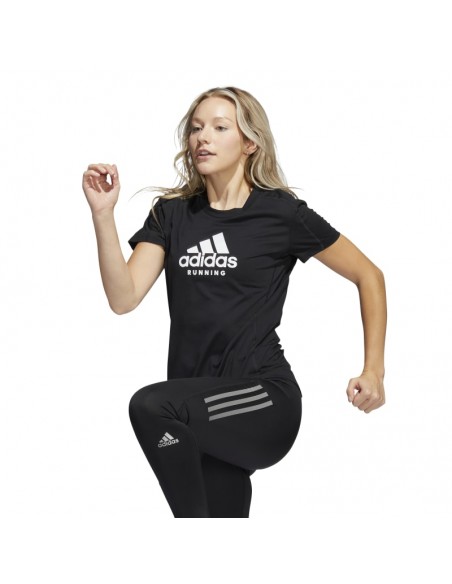 Camiseta de running de manga corta de la marca Adidas para mujer. Vista general.