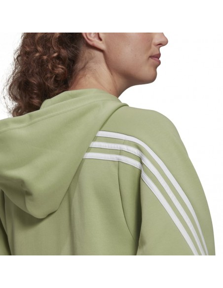 Sudadera de la marca Adidas para mujer con bolsillos laterales y cierre de cremallera. Vista detalles.