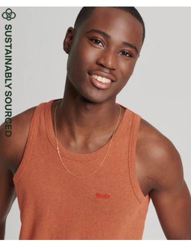 Basic orange sleeveless t-shirt with a round neckline from the Superdry brand. Cover view.