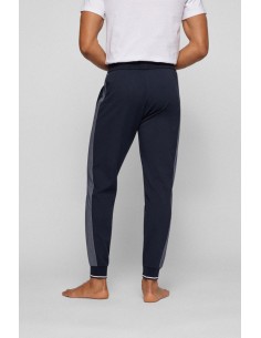 Navy blue sports tracksuit pants with a classic cut from the Boss brand. Cover view. 2