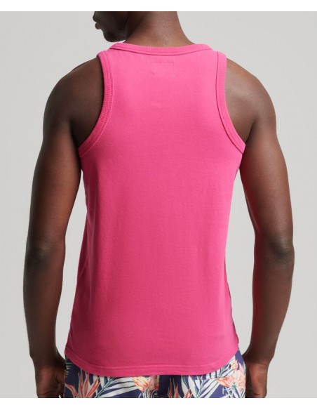 Pink sleeveless vest for men Superdry brand. Back view.