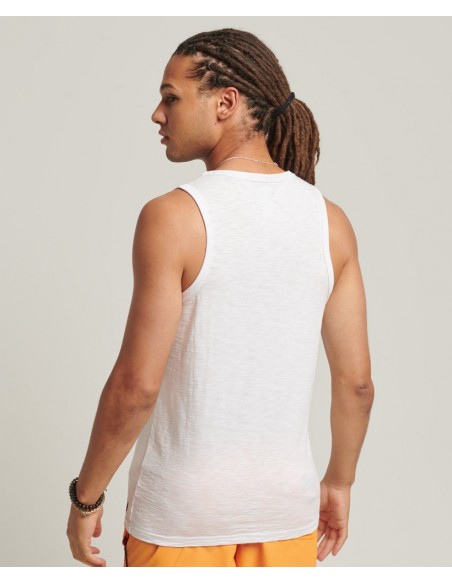 Camiseta sin mangas blanca para hombre de la marca Superdry. Vista espalda.