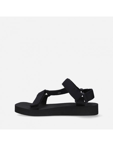 Black sandals for women with multiple straps Levi's brand. Side view right.