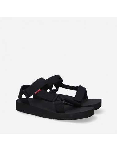 Black sandals for women with multiple straps Levi's brand. Cover view.
