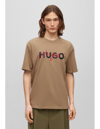 Hugo double logo print cotton jersey...