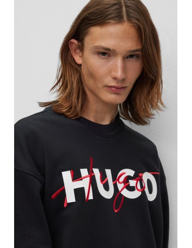 Hugo relaxed-fit cotton-blend sweatshirt with double logo Talla S Color  BLACK 001