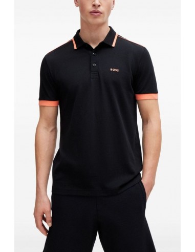 Polo slim fit de algodón elástico con...