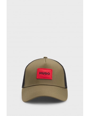 Hugo red logo tag twill trucker cap
