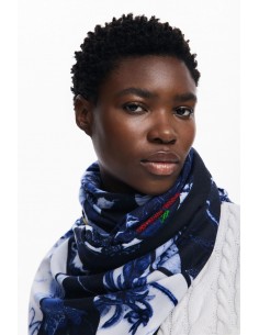 Denim scarf with flowers by... 2