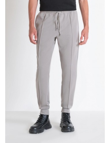 Black cotton blend carrot fit sweatpants with stretch by Antony