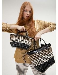 Mini braided patent leather...