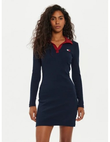 Vestido de estilo polo acanalado de...