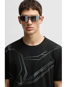 Stretch cotton T-shirt with...