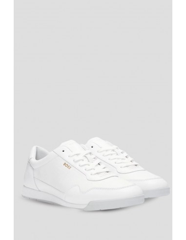 Faux leather sneakers with gold...