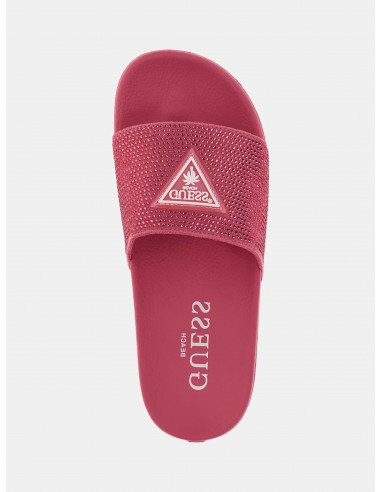 Guess Rhinestone Beach Flip Flops