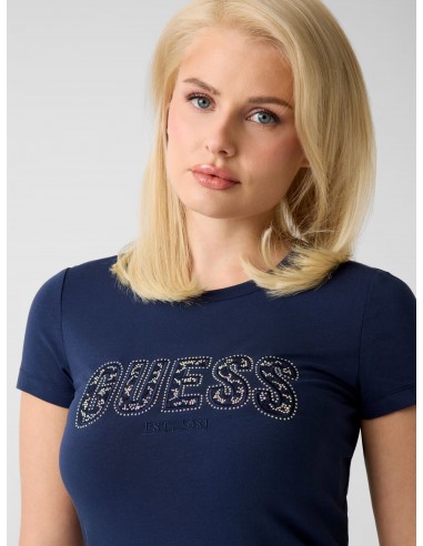 Camiseta con logotipo de encaje y...