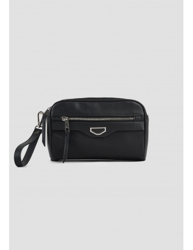 Bolso pouch de nailon y piel...