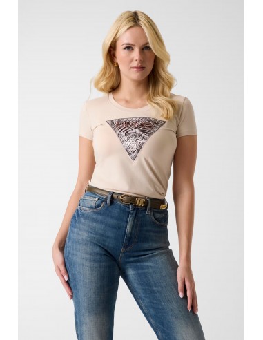 Guess Zebra Print Triangle Logo T-Shirt