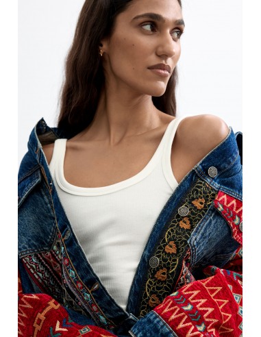 Desigual Ethnic-Print Denim Jacket