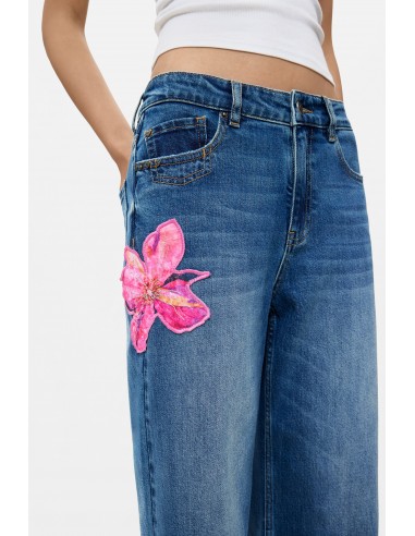 Pantalón Vaquero Floral Culotte de...