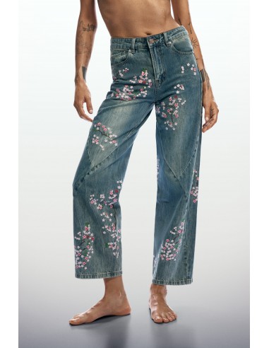 Pantalón vaquero bordados regular de...